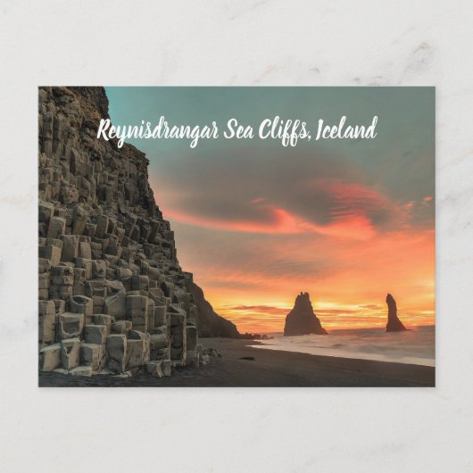Reynisdrangar Zee Cliffs IJsland gestileerd Briefkaart (Voorkant)
