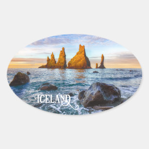 Reynisfjara Beach, IJsland Ovale Sticker