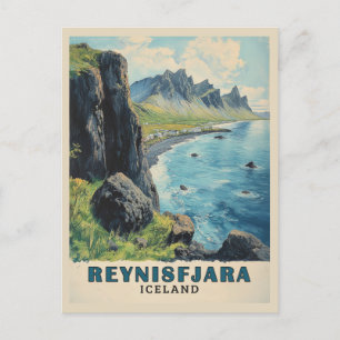 Reynisfjara Beach IJsland Vintage Travel Briefkaart