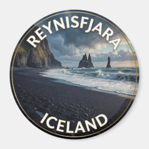 Reynisfjara Zwarte Strand IJsland Zee Stacks Magneet