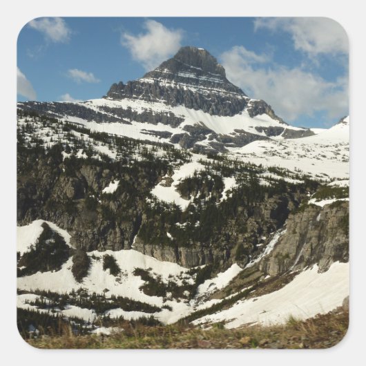Reynolds Mountain vanaf Logan Pass in Glacier Park Vierkante Sticker (Voorkant)