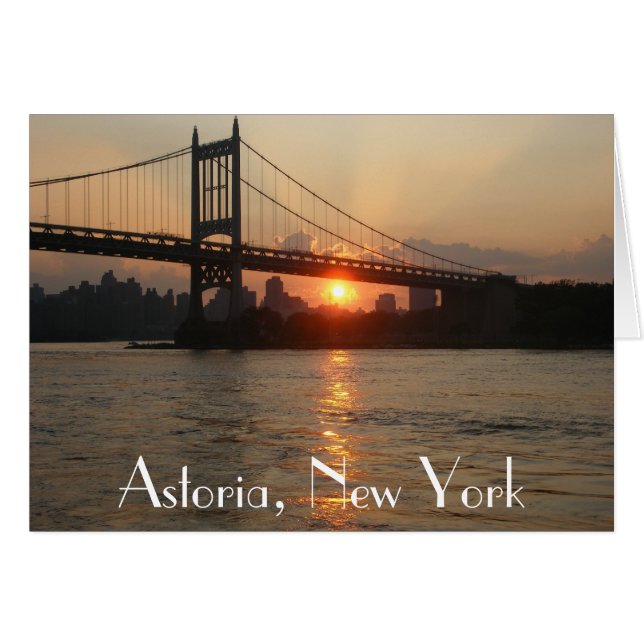 "RFK Bridge at Sunset" Astoria, NY Card (Voorkant Horizontaal)
