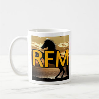 RFM logo paard en zonsondergang/zonsopgang Koffiemok
