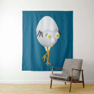 RG & RA Grappig Ei Karakter Schattig Ontwerp Wandkleed