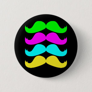 RGB Fluo Mustaches Retro Ronde Button 5,7 Cm
