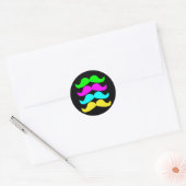RGB Fluo Mustaches Retro Ronde Sticker (Envelop)