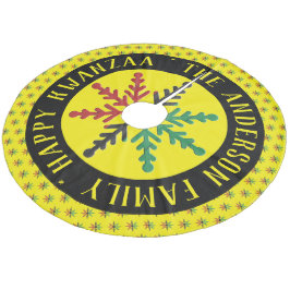 RGB Snowflakes Patroon Naam Happy Kwanzaa toevoege Fleece Kerstboom Rok