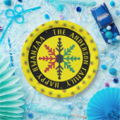 RGB Snowflakes Patroon Naam Happy Kwanzaa toevoege Papieren Bordje (Feest)