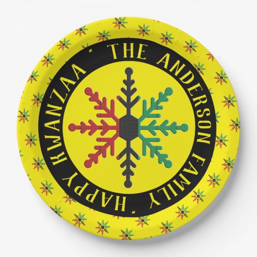 RGB Snowflakes Patroon Naam Happy Kwanzaa toevoege Papieren Bordje (Voorkant)