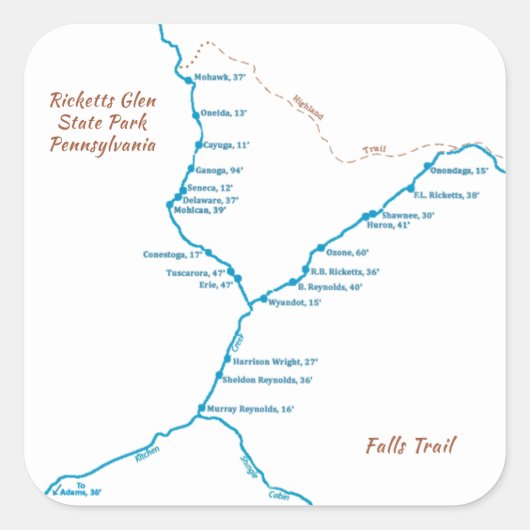 RGSP - Herfsten - Trail Map Vierkante Sticker (Voorkant)
