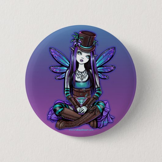 "Rhapsody" Gothic Absinthe Fairy Art Button (Voorkant)
