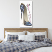 Rhapsody in Blauw Stiletto Schoen Kunst Canvas Pri (Insitu (Slaapkamer))