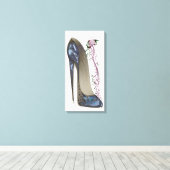 Rhapsody in Blauw Stiletto Schoen Kunst Canvas Pri (Insitu (Houten vloer))