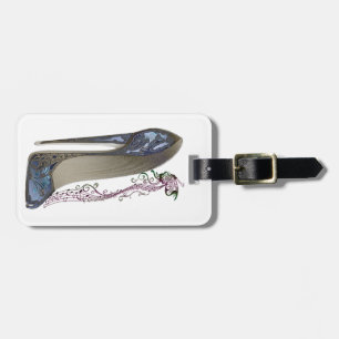 Rhapsody in Blue Stiletto Shoe Art Bagagelabel