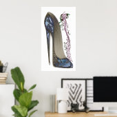 Rhapsody in Blue Stiletto Shoe Music Art Poster (Bureau à domicile)