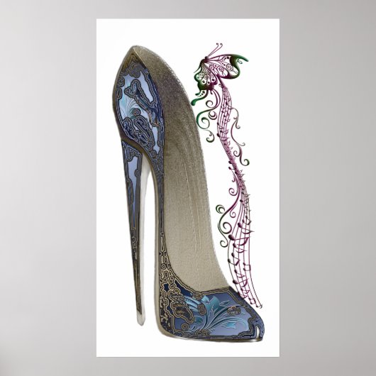 Rhapsody in Blue Stiletto Shoe Music Art Poster (Devant)