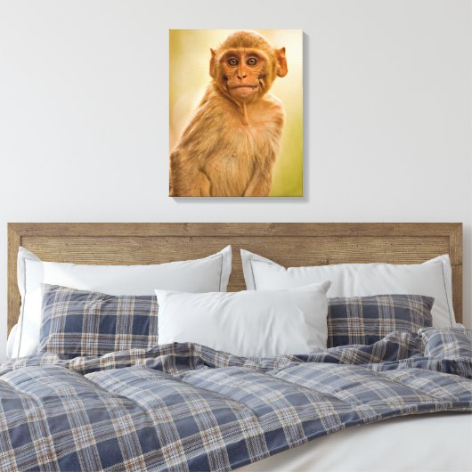 Rhesus Macaque Baby (Macaca Mulatta) | Sariska Canvas Afdruk (Insitu (Slaapkamer))