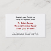 Rheubarb en bladeren, tuinbouwers visitekaartje (Achterkant)