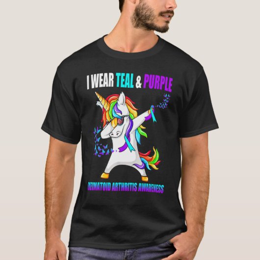 Rheumatoïde artritis Bewustheid Koolstofunicorn T-shirt (Voorkant)