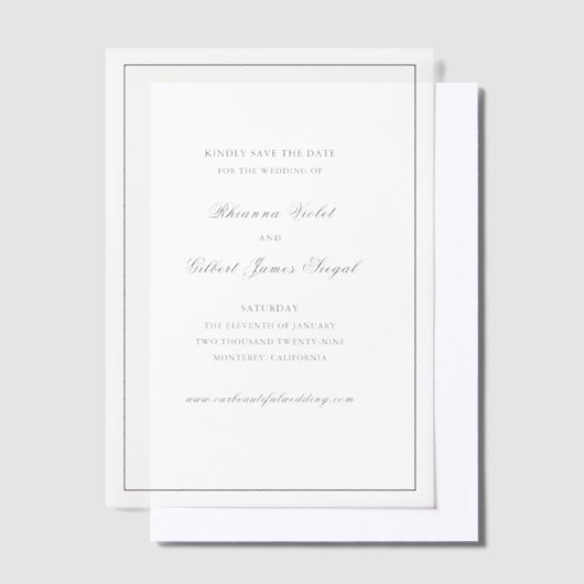 Rhianna traditionele bruiloft Bewaar de datum Vellum Uitnodigingen (Offset)