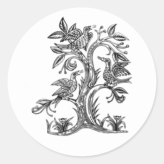 Rhiannon's zingende vogels ronde sticker (Voorkant)
