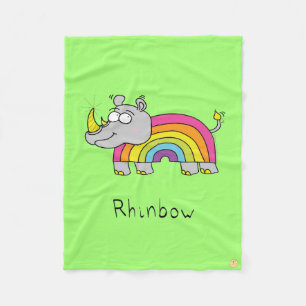 Rhinbow Rhino Rainbow Fleece Blanket Green Deken