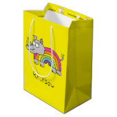 Rhinbow Rhino Rainbow Gift Bag Yellow Medium Cadeauzakje (Achterkant Gekanteld)