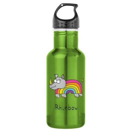 Rhinbow Rhino Rainbow Water Bottle Green Waterfles (Voorkant)