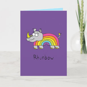 Rhinbow Rhino Rainbow Wenskaart Paarse Kaart