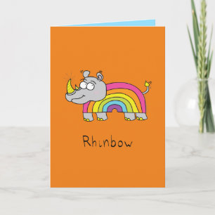 Rhinbow Rhino Rainbow Wenskaart Sinaasappel Kaart