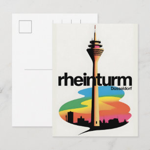 Rhine Toren Düsseldorf Rheinturm Duitse cadeau Briefkaart