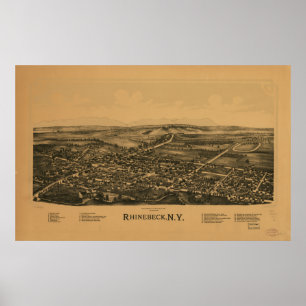 Rhinebeck New York 1890 Antiek Panorama Poster