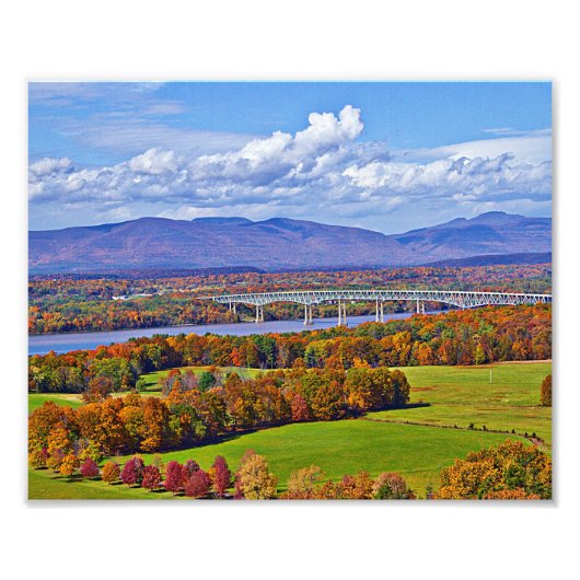 Rhinecliff Bridge in de herfst Foto Afdruk (Voorkant)
