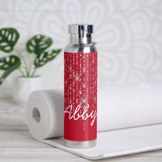 Rhinestone Bling met naam Waterfles (Yoga)