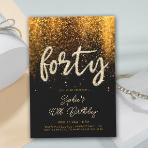 Rhinestone Calligrafie Goud Duo Glam 40e Verjaarda Kaart