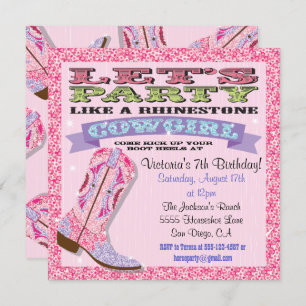 Rhinestone Cowgirl Anniversaire Invitations
