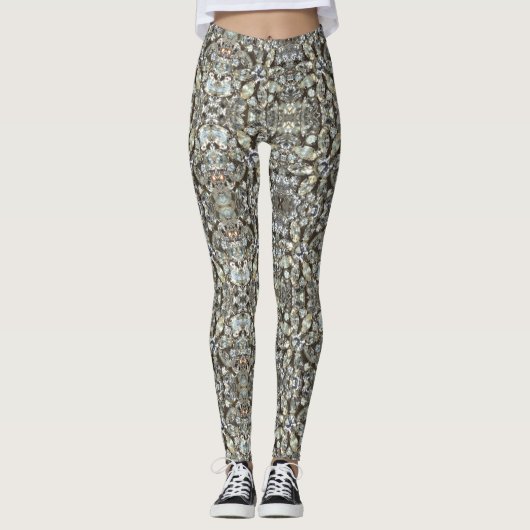 Rhinestone Diamond Bling Mirror Patroon Leggings (Voorkant)