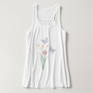 Rhinestone Flowers en Butterflies Tanktop