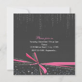 Rhinestone Gris & Pink Bow Bébé Douche Invitations (Dos)
