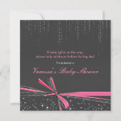 Rhinestone Gris & Pink Bow Bébé Douche Invitations (Devant)
