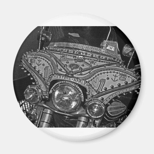 Rhinestone Harley in bw Magneet (Voorkant)