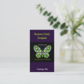 Rhinestone Jewels Emerald Butterfly Visitekaartjes (Staand voorkant)