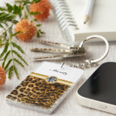 Rhinestone Monogram Sleutelhangers Leopard Spots (Voorkant Rechts)