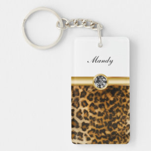 Rhinestone Monogram Sleutelhangers Leopard Spots