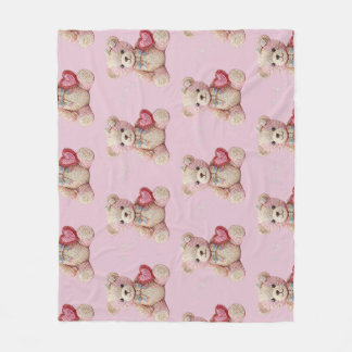 Rhinestone Valentine Bear Fleece Deken