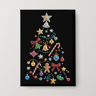 Rhinestone Whimsical Bling Kerstboom Vakantie Button