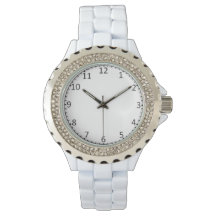 Rhinestone White Enamel Watch, vrouwen