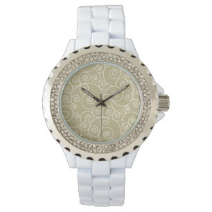 Rhinestone White Enamel - Zee Waves Horloge