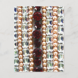 Rhinestonen en parels — juwelen briefkaart