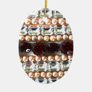 Rhinestonen en parels —  juwelen keramisch ornament
